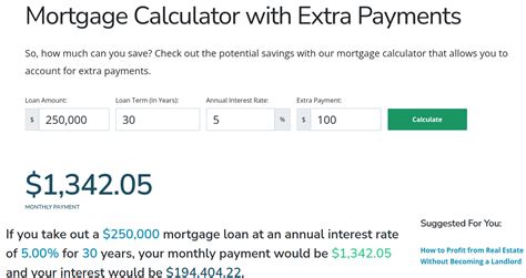 Extra Mortgage Payment Calculator